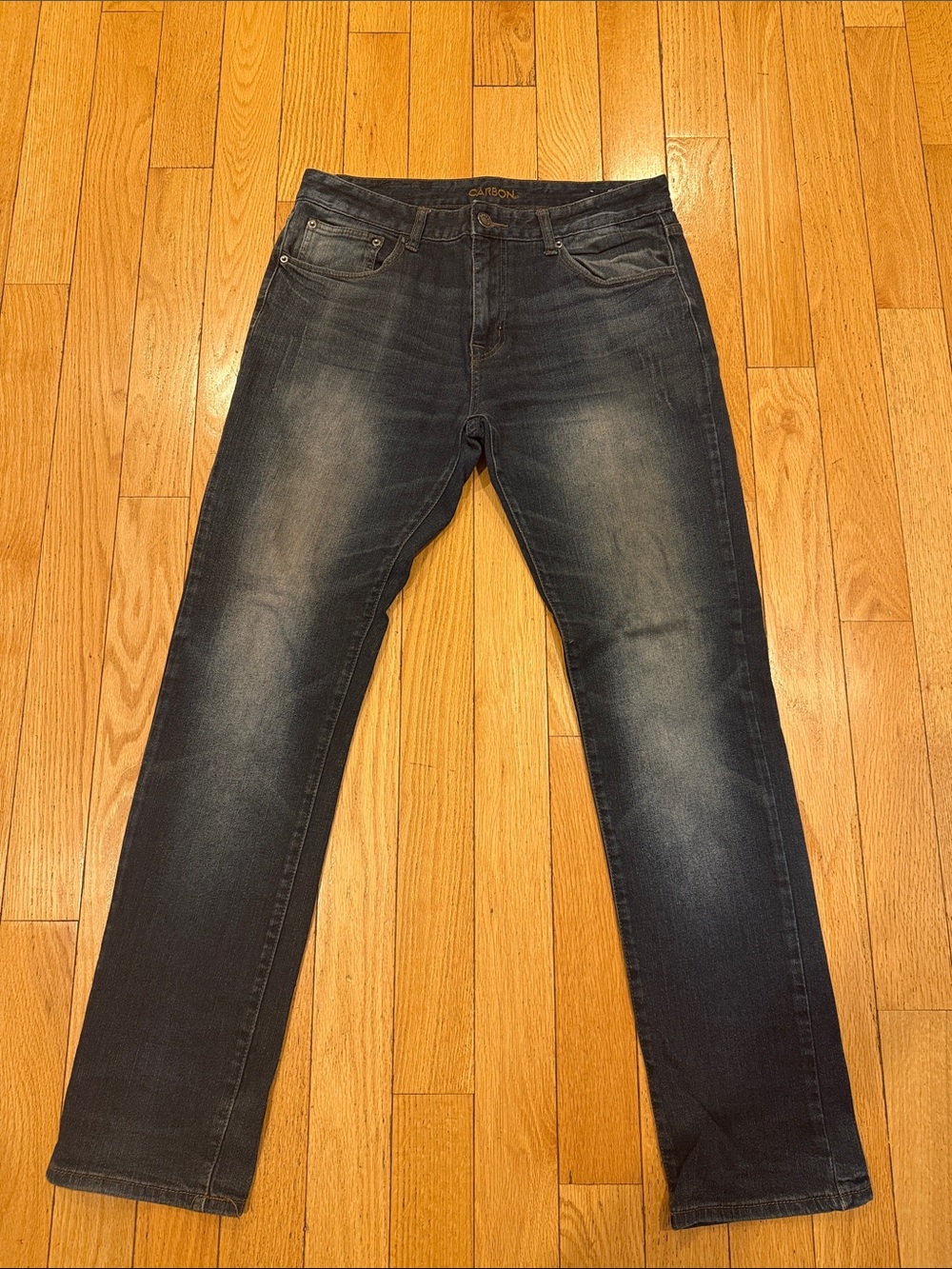 Carbon Men's Slim Straight Jeans in Faded Black-Blue